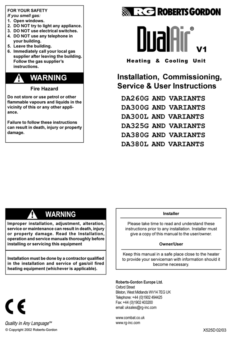 Roberts Gorden Dualair DA260G Series Operating instructions