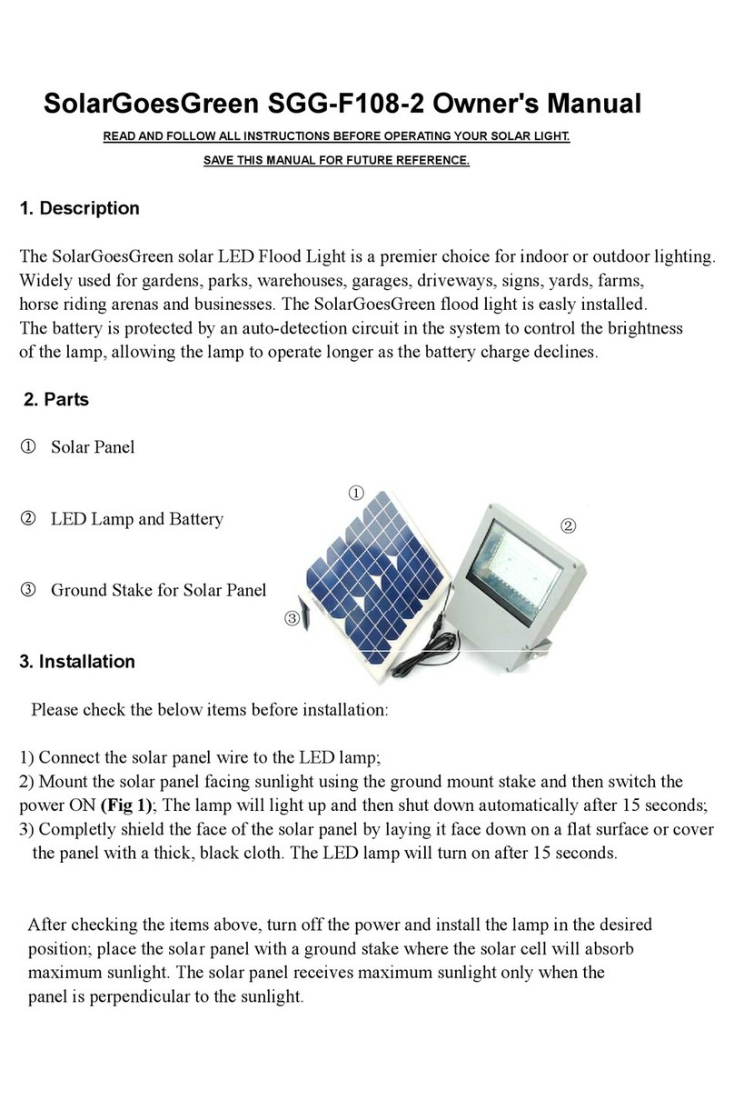 Solar Goes Green SGG-F108-2 owner's manual