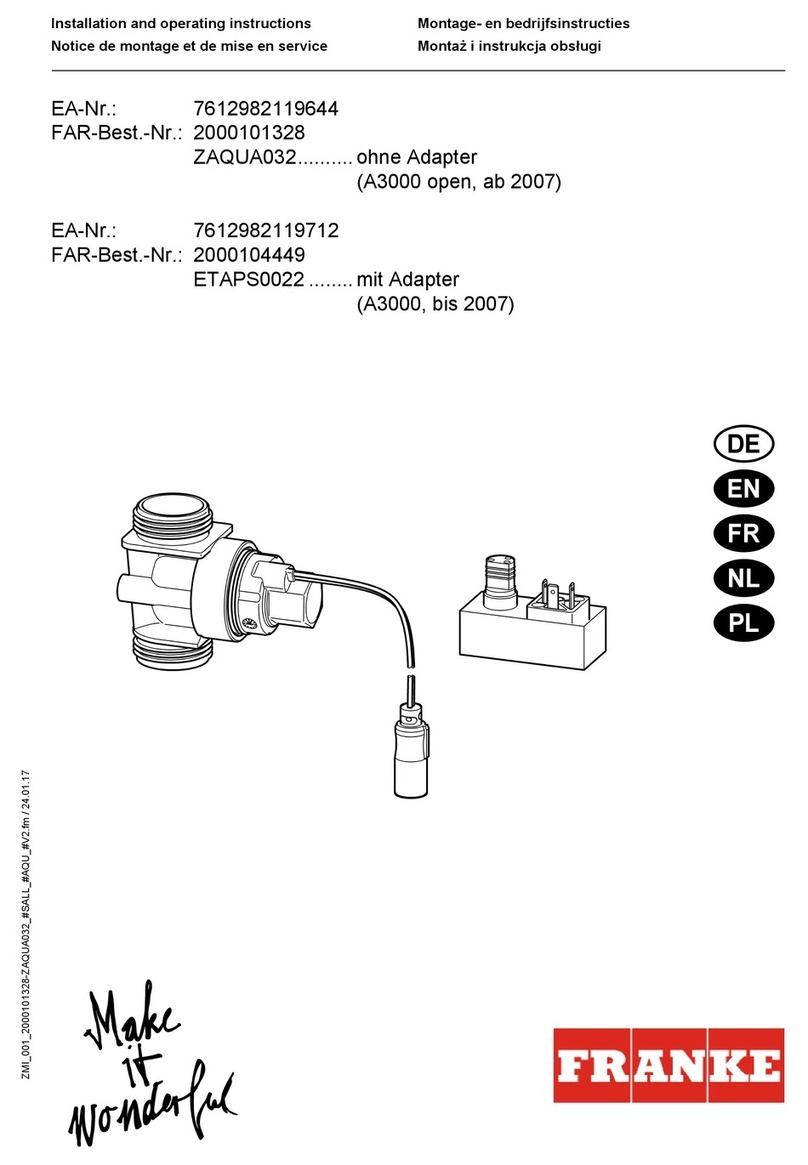 Franke ETAPS0022 Installation and operating instructions Franke ETAPS0022 Installation and operating instructions