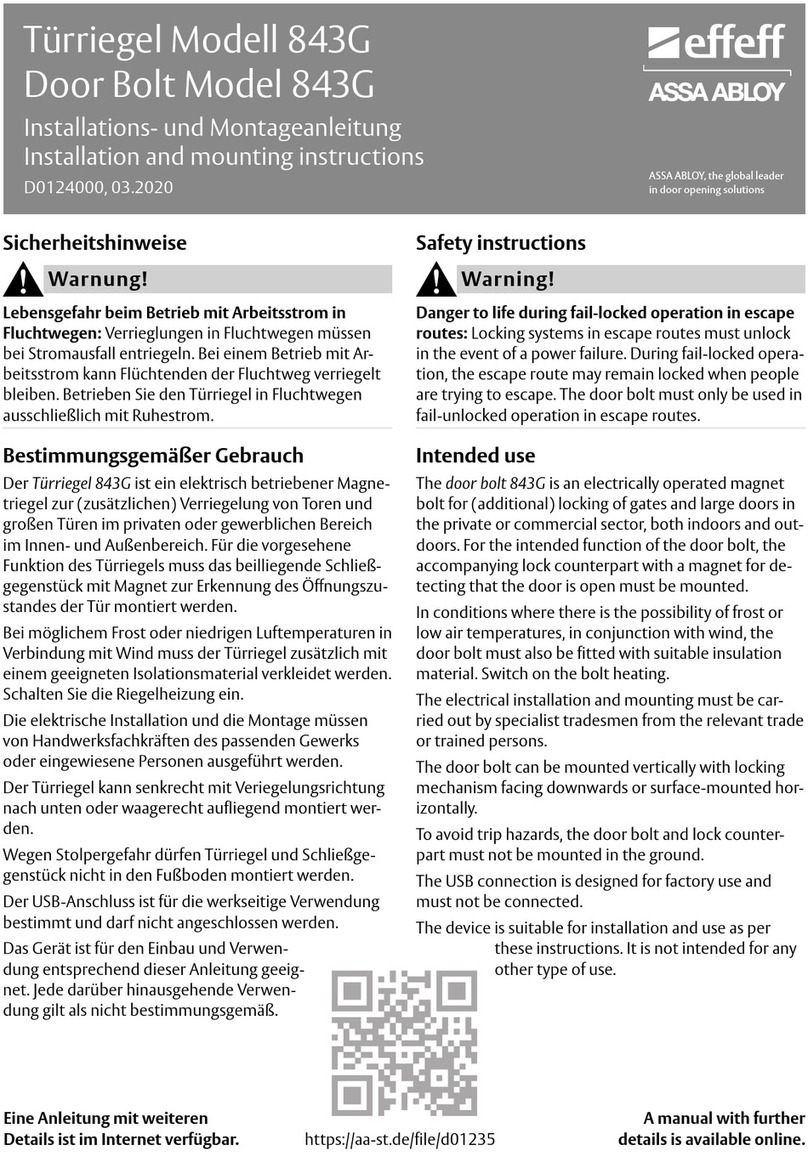 Assa Abloy Effeff 843G User manual Assa Abloy Effeff 843G User manual
