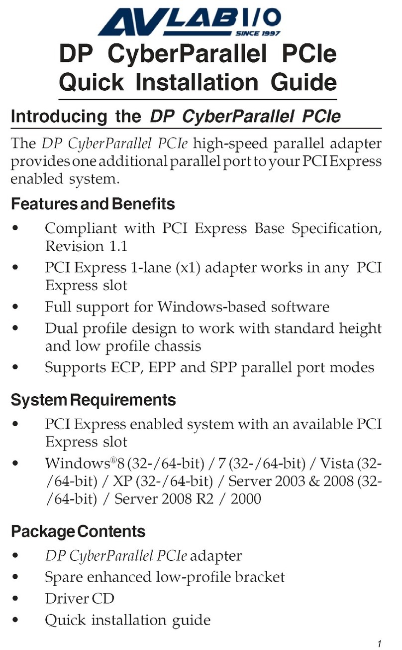 AvLab DP CyberParallel PCIe Quick installation guide