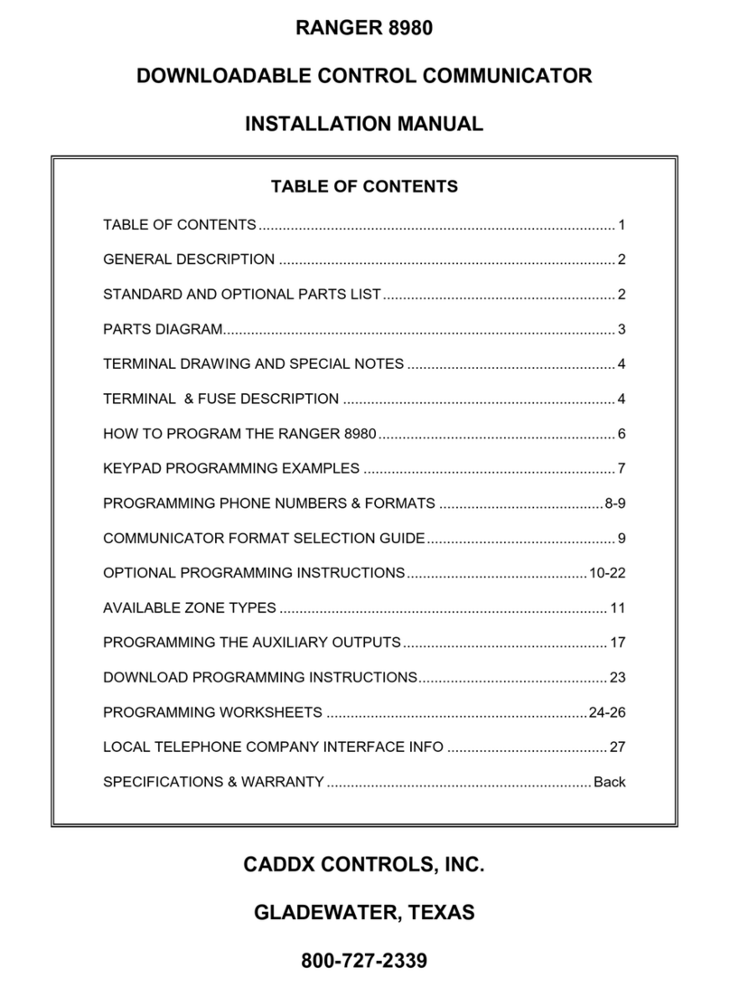 CADDX Ranger 8980 installation manual