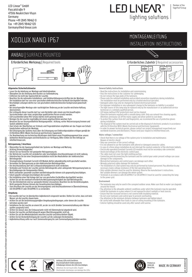 LED Linear XOOLUX NANO IP67 User manual