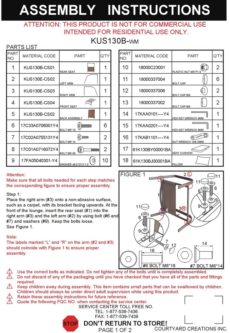 Courtyard Creations KUS130B-WM Assembly instructions