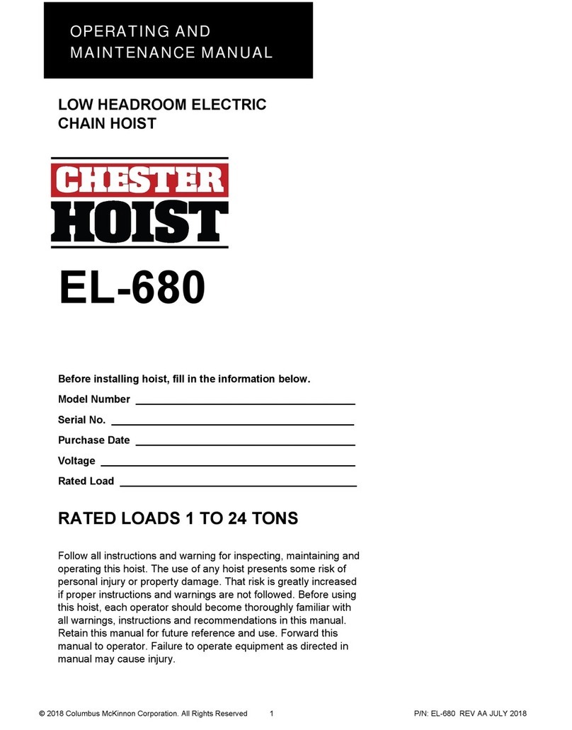 Columbus McKinnon CHESTER HOIST EL-680 Operating instructions