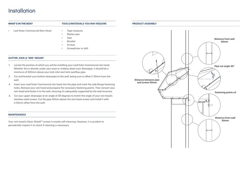 Blue Mountain RAIN HARVESTING Leaf Eater Commercial Series Installation and specification guide