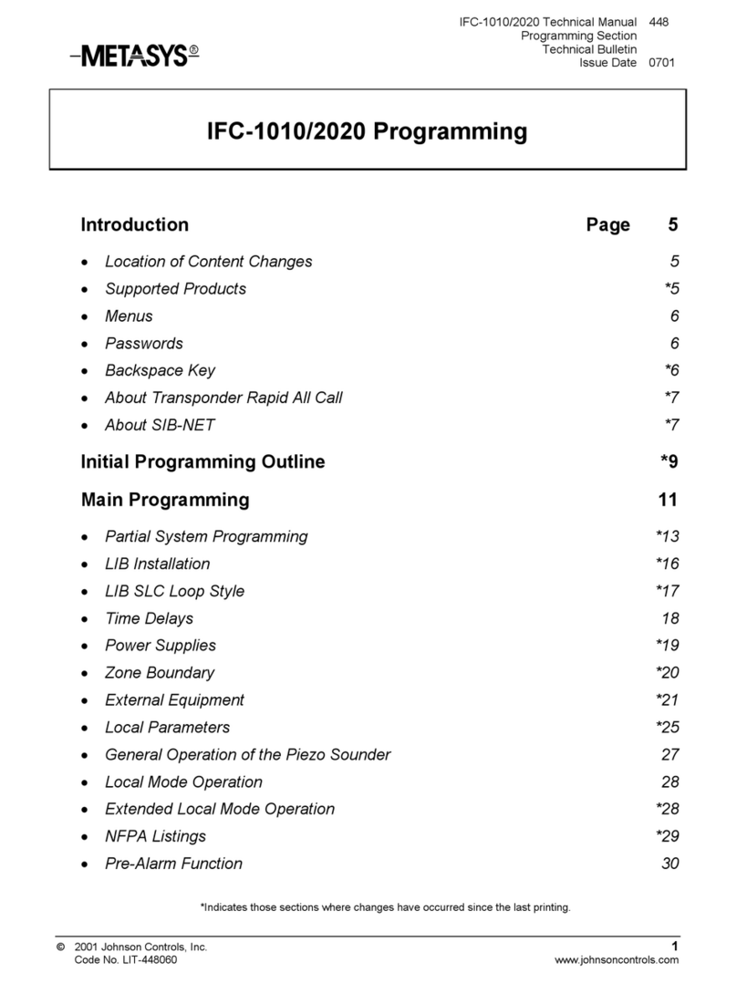 Metasys IFC-1010 Technical Manual Programming Section