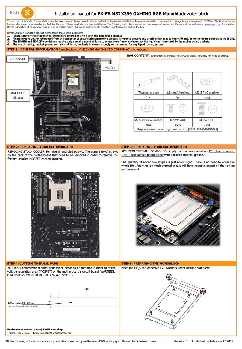 ekwb EK-FB MSI X399 GAMING RGB Monoblock User manual