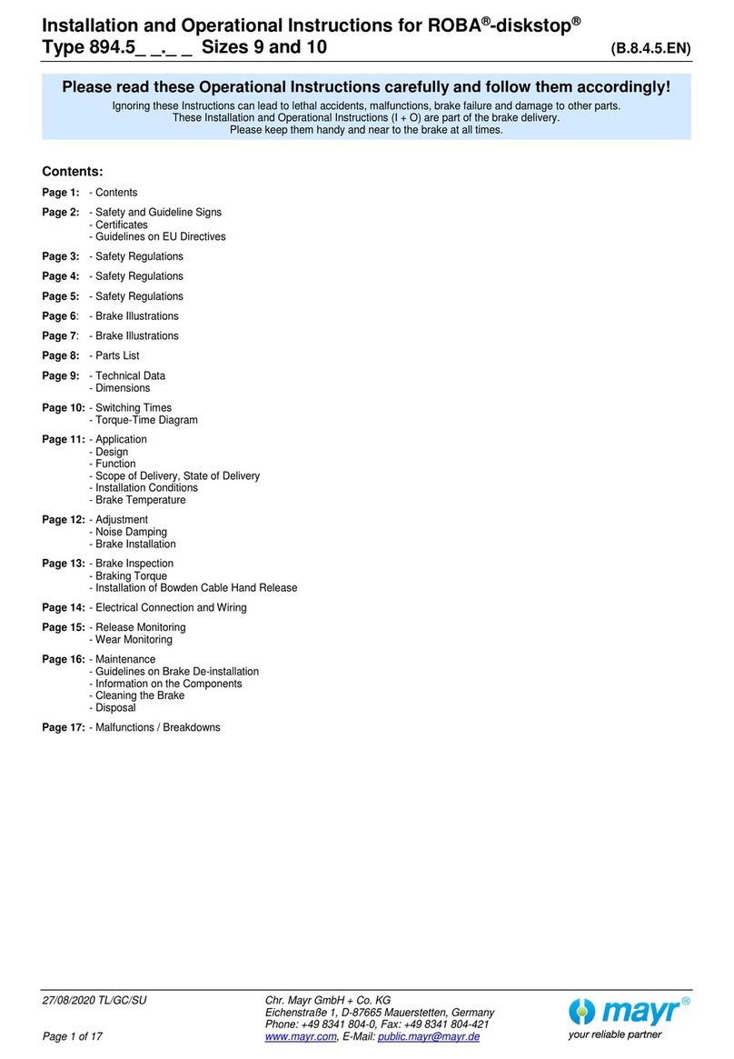 Mayr ROBA-diskstop 894.5 Series Quick start guide