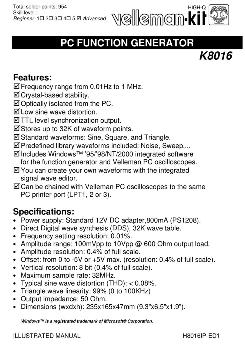 Velleman-Kit K8016 Illustrated manual