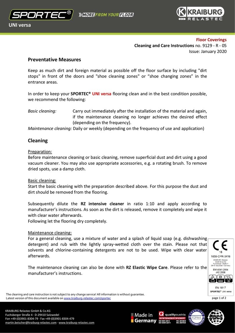 KRAIBURG SPORTEC UNI versa Cleaning and Care Instructions