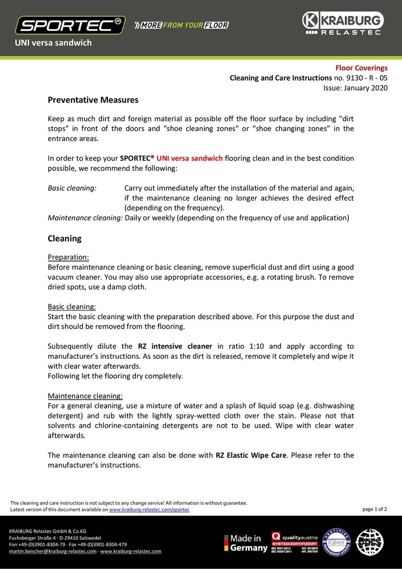 KRAIBURG SPORTEC UNI versa sandwich Cleaning and Care Instructions
