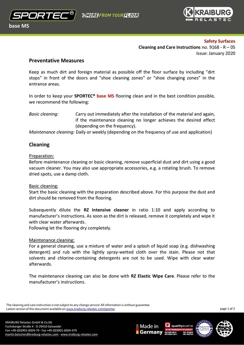 KRAIBURG SPORTEC base MS Cleaning and Care Instructions