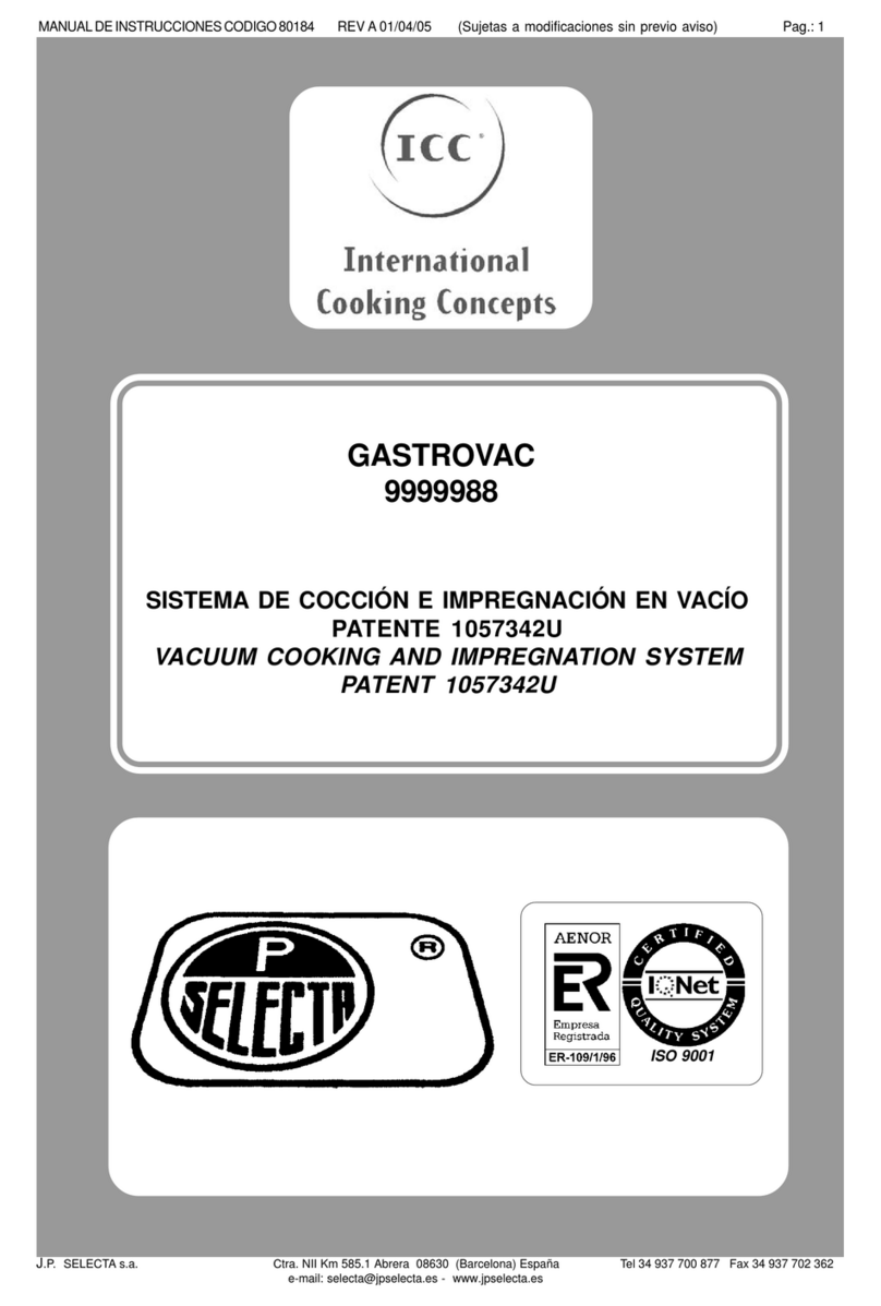 J.P. SELECTA GASTROVAC 9999988 manual