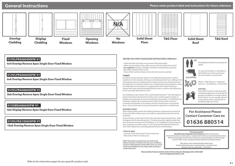 Mercia Garden Products 01OVLPRA0604SDFW-V1 General instructions