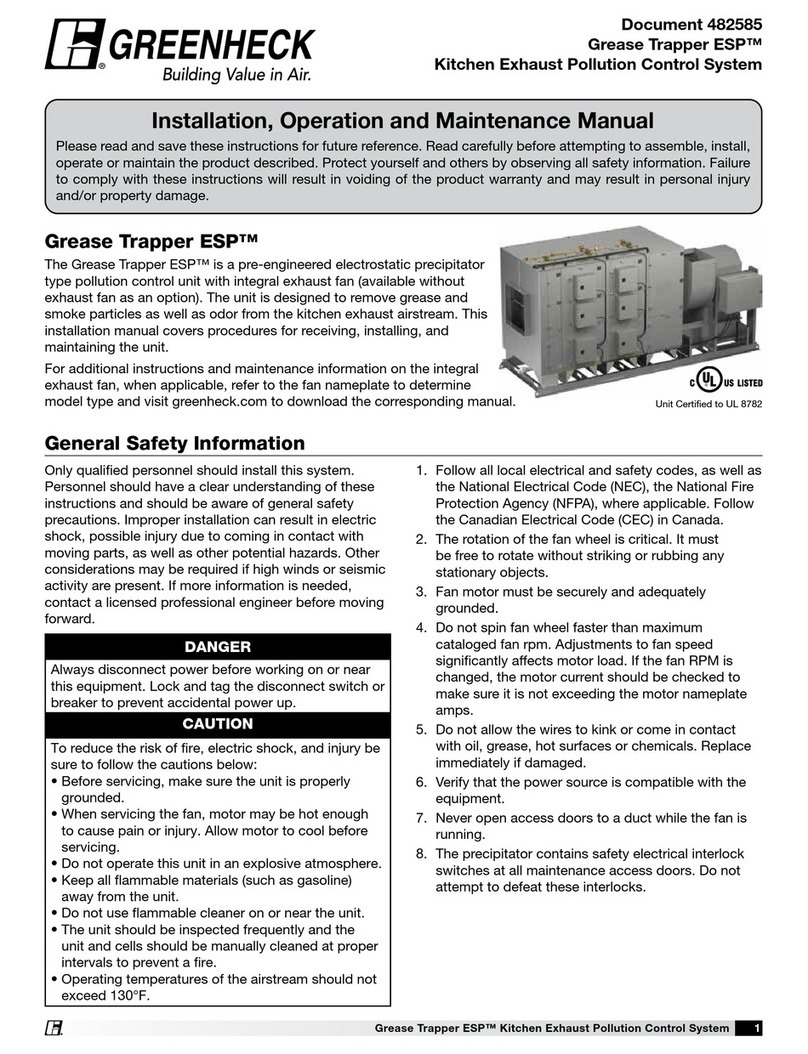 Greenheck Grease Trapper  ESP Installation, operation and maintenance manual