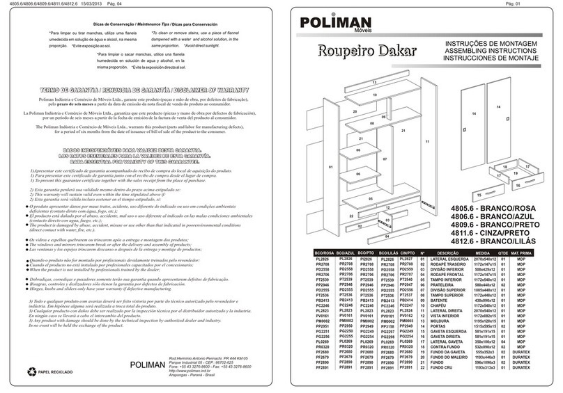 Poliman Moveis Roupeiro Dakar 4805.6 Installation guide