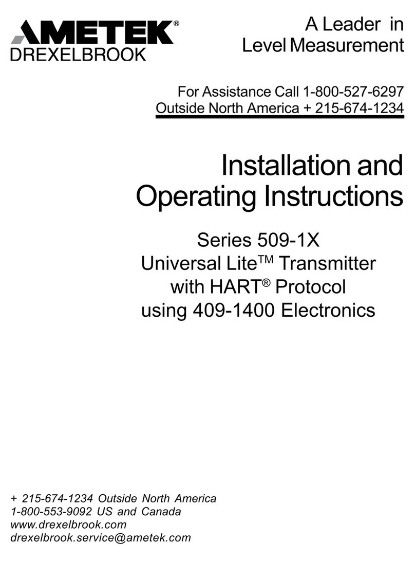 Ametek Drexelbrook Universal Lite 509-1 Series Installation and operating instructions