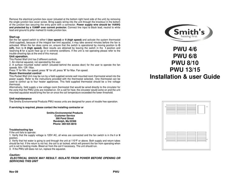 Smith's Heating First PWU 4/6 Operation manual