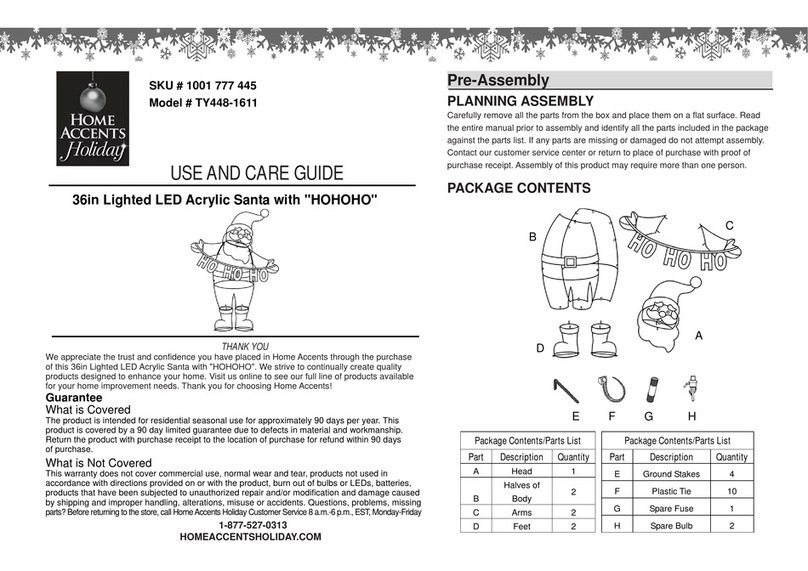 Home Accents Holiday TY448-1611 Use and care guide
