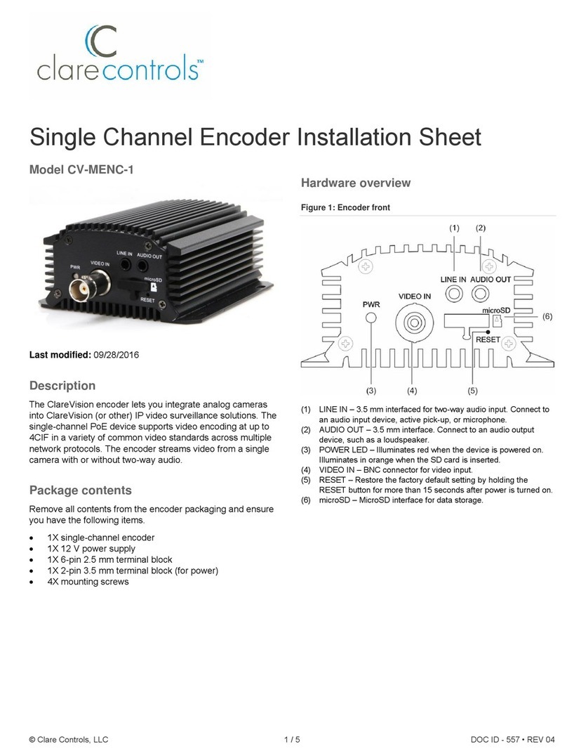 Clare Controls CV-MENC-1 Installation sheet