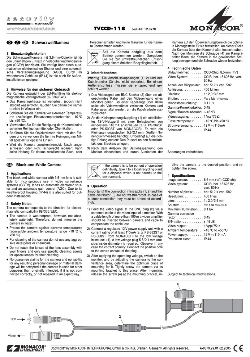 Monacor TVCCD-118 User manual