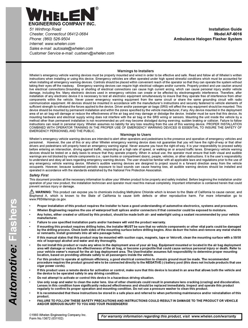 Whelen Engineering Company AF-6016 installation guide