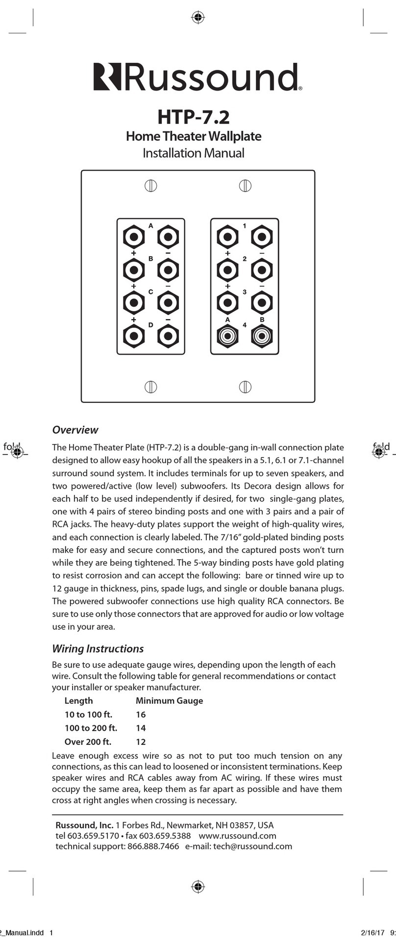 Russound HTP-7.2 User manual Russound HTP-7.2 User manual