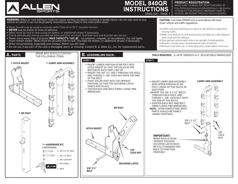 Allen Sports 840QR instructions