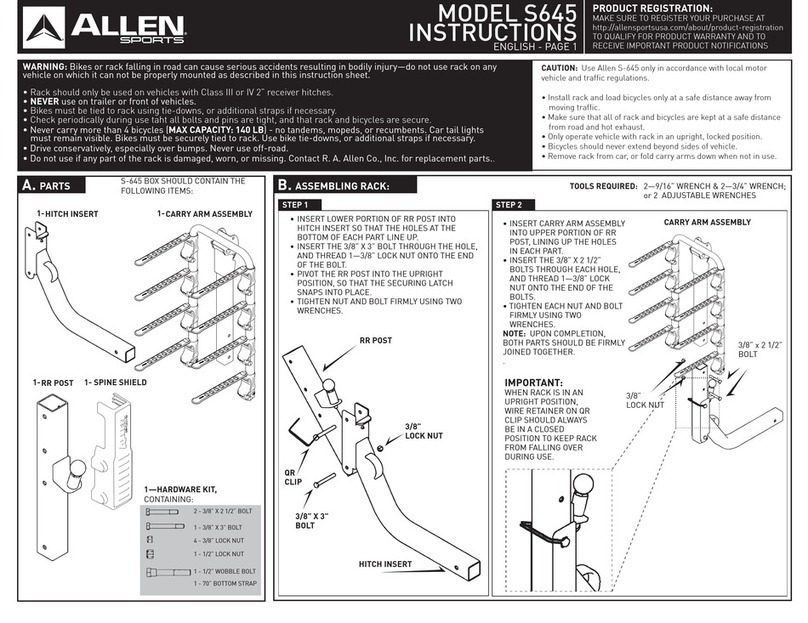 Allen Sports S645 User manual