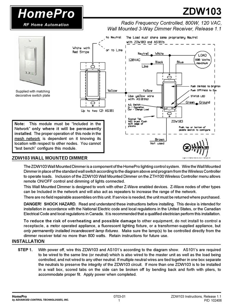 Advanced Control HomePro ZDW103 instructions