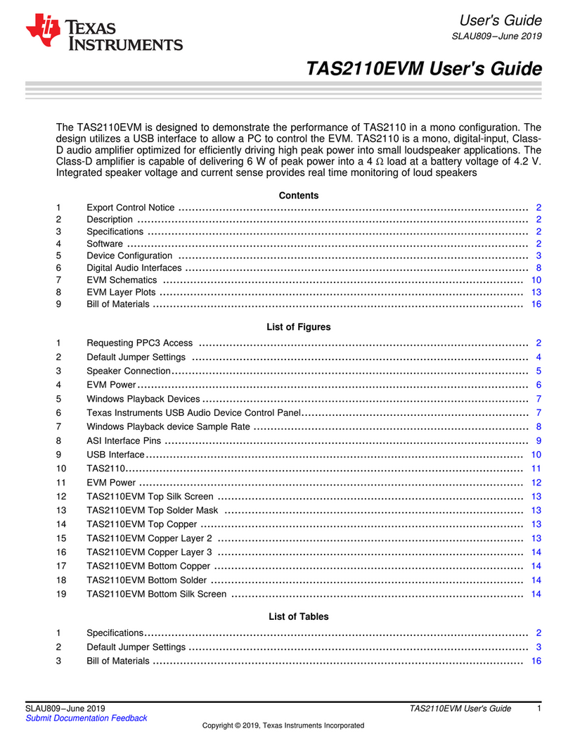 Texas Instruments TAS2110EVM User manual