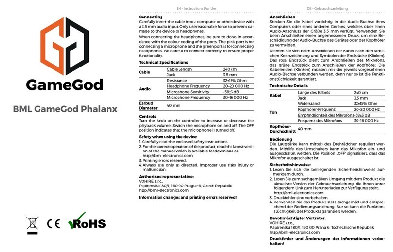BML GameGod Phalanx Instructions for use