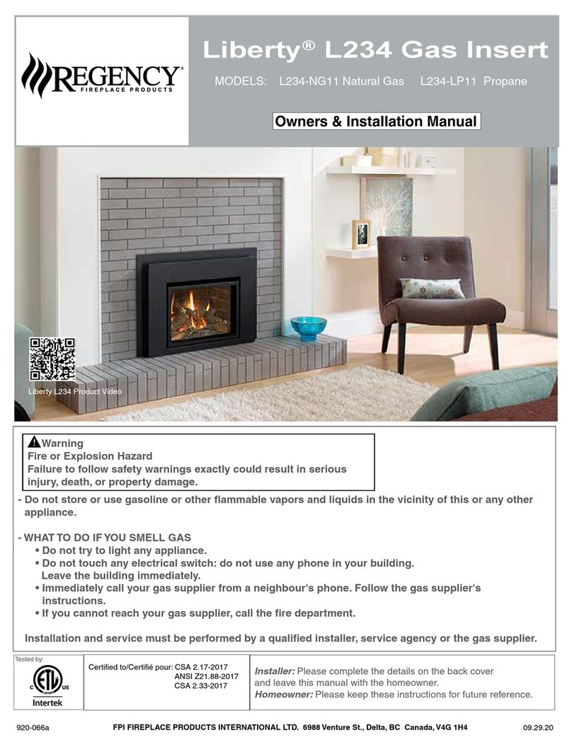 Regency Liberty L234 Series Owners & installation manual