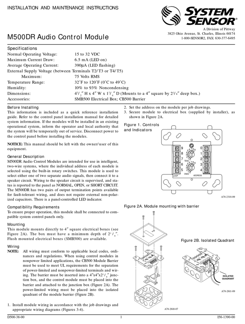 Pittway System Sensor M500DR Installation and maintenance instructions