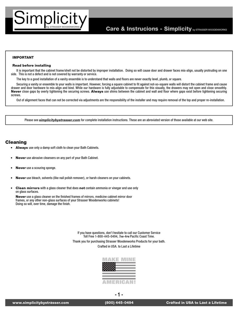 STRASSER WOODENWORKS Simplicity Care & Instrucions