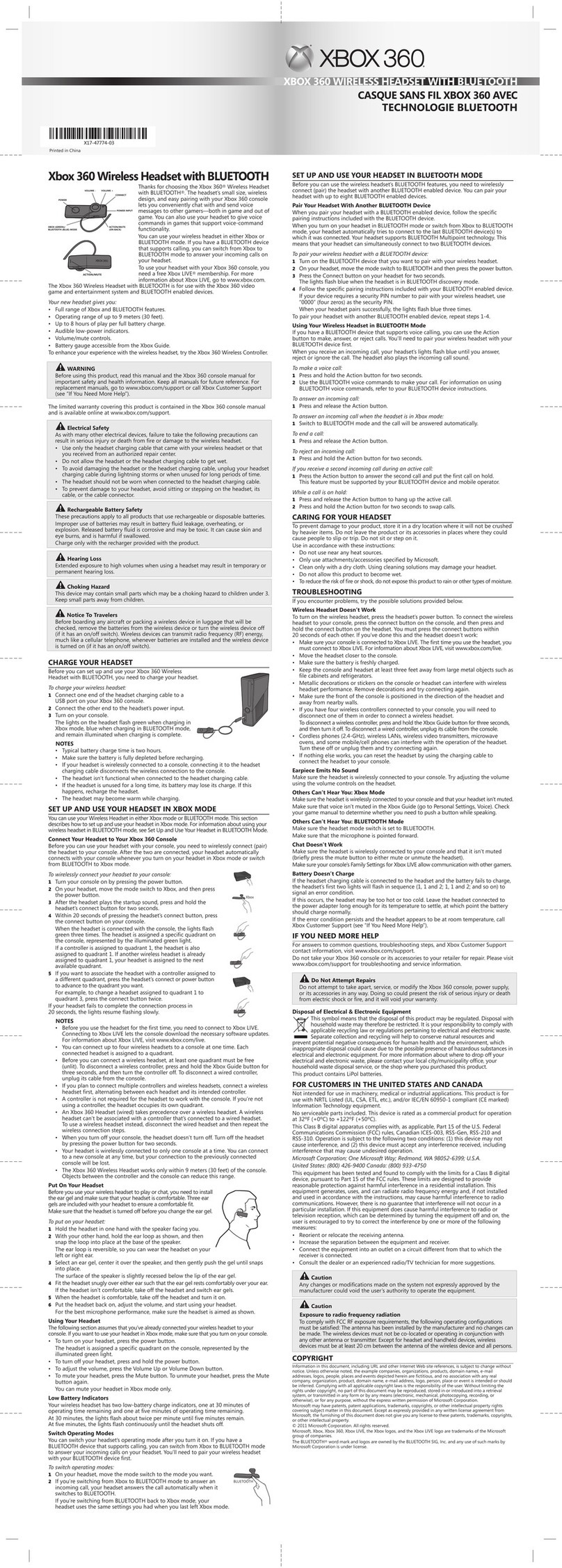 Microsoft Xbox 360 quick start guide