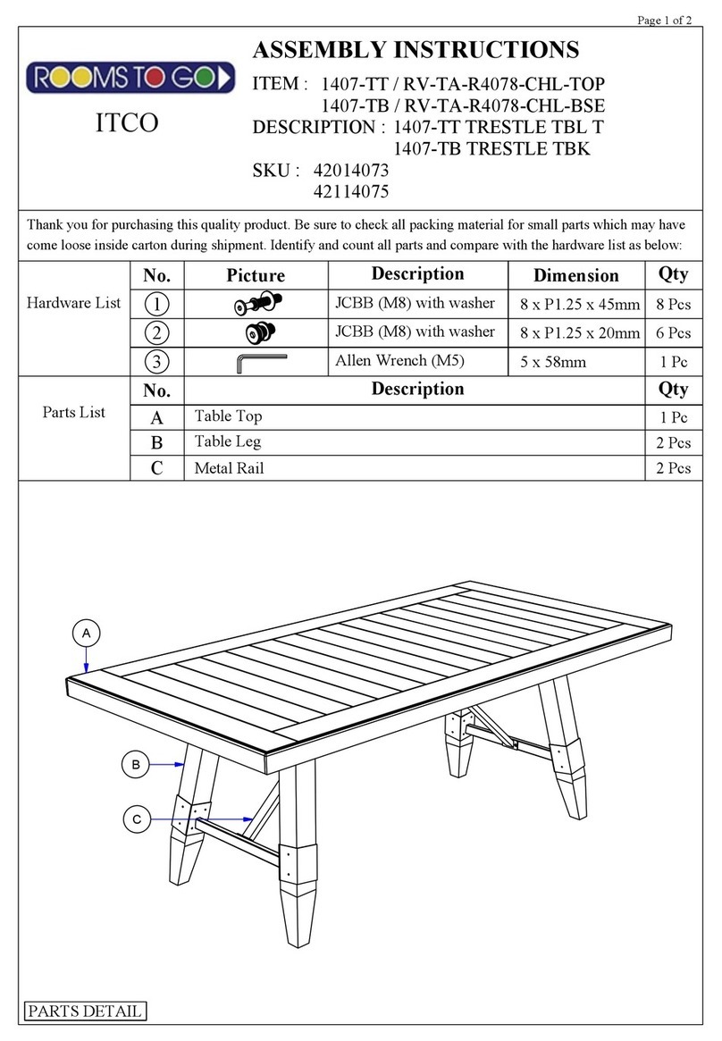 ROOMS TO GO 1407-TT User manual ROOMS TO GO 1407-TT User manual