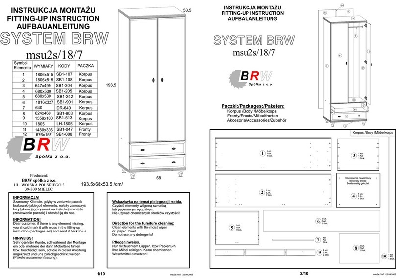 BRW msu2s/18/7 Fitting-Up Instruction