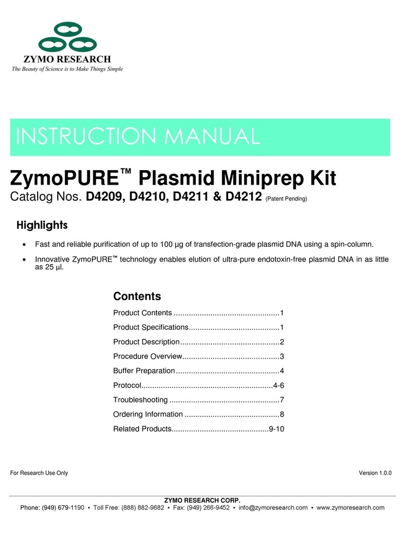 Zymo Research ZymoPURE Plasmid Miniprep instruction manual