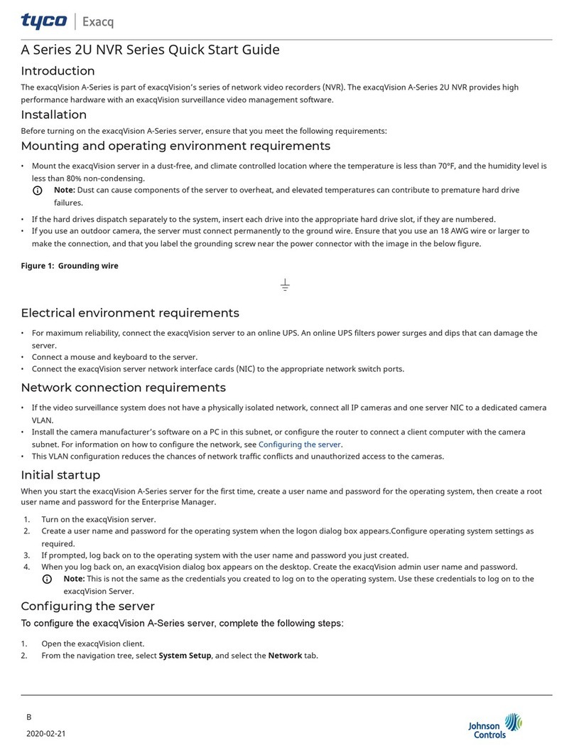 Johnson Controls Tyco exacqVision A Series quick start guide