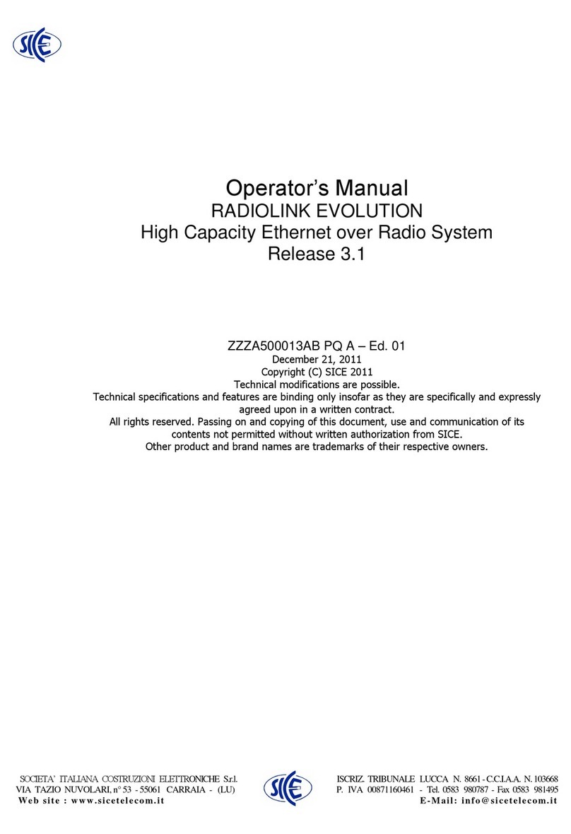 SICE RADIOLINK EVOLUTION 906U Operator's manual