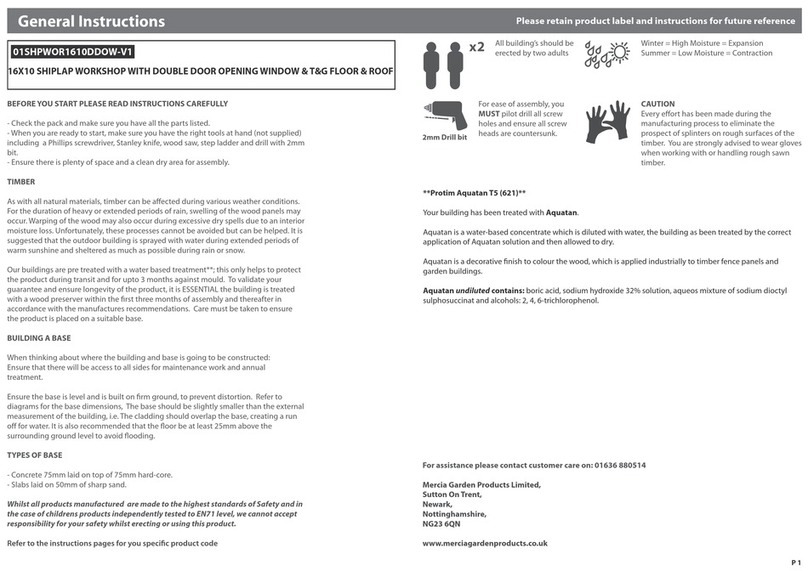 Mercia Garden Products 01SHPWOR1610DDOW-V1 Instruction manual Mercia Garden Products 01SHPWOR1610DDOW-V1 Instruction manual