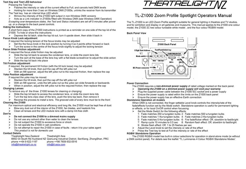 Theatrelight TL-Z1000 User manual