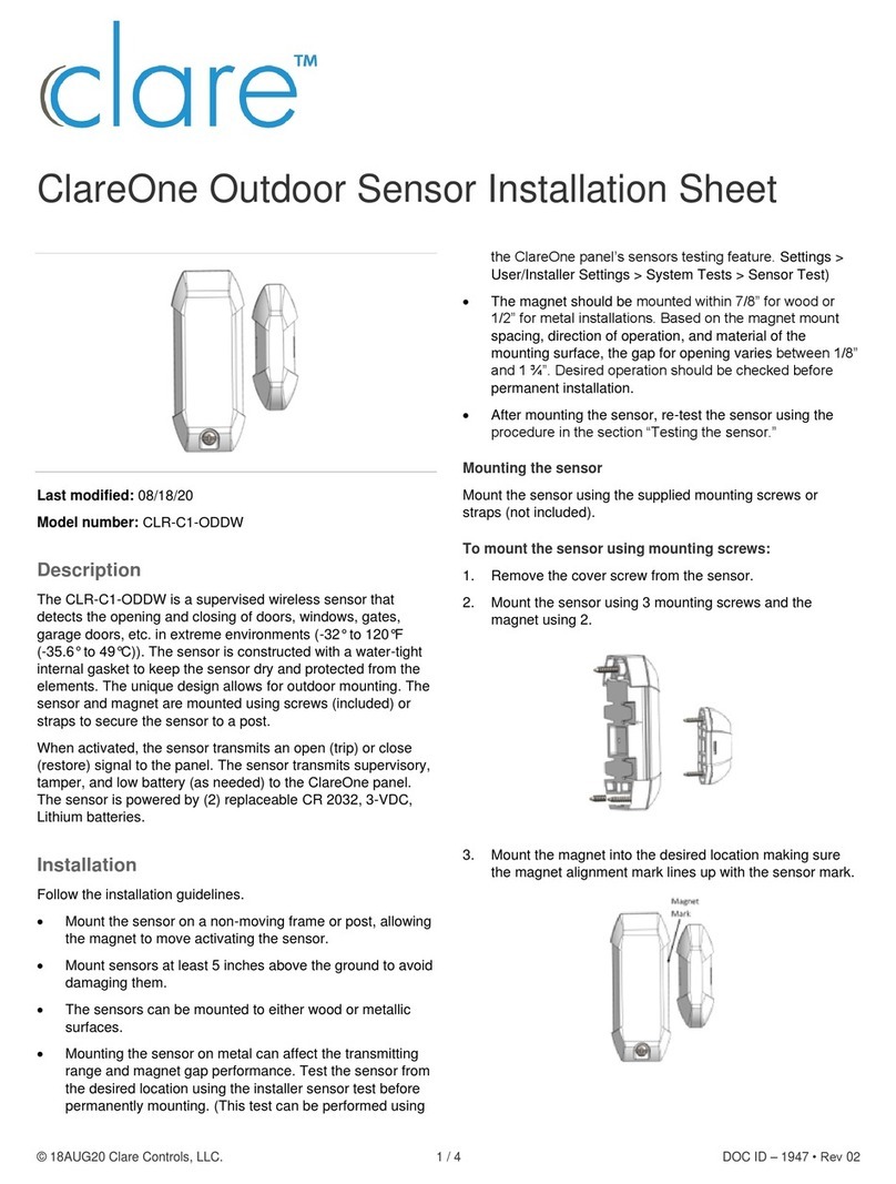 clare ClareOne CLR-C1-ODDW Installation sheet