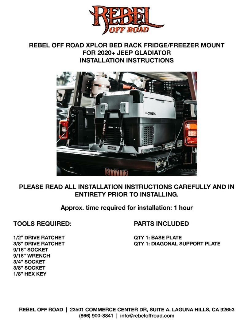 REBEL OFF ROAD XPLOR BED RACK FRIDGE/FREEZER MOUNT installation instructions