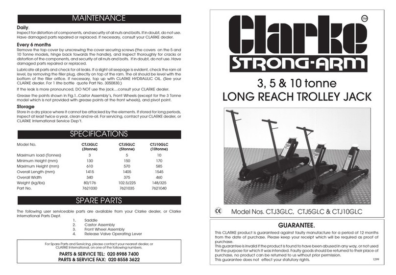 Clarke STRONG-ARM CTJ3GLC quick start guide
