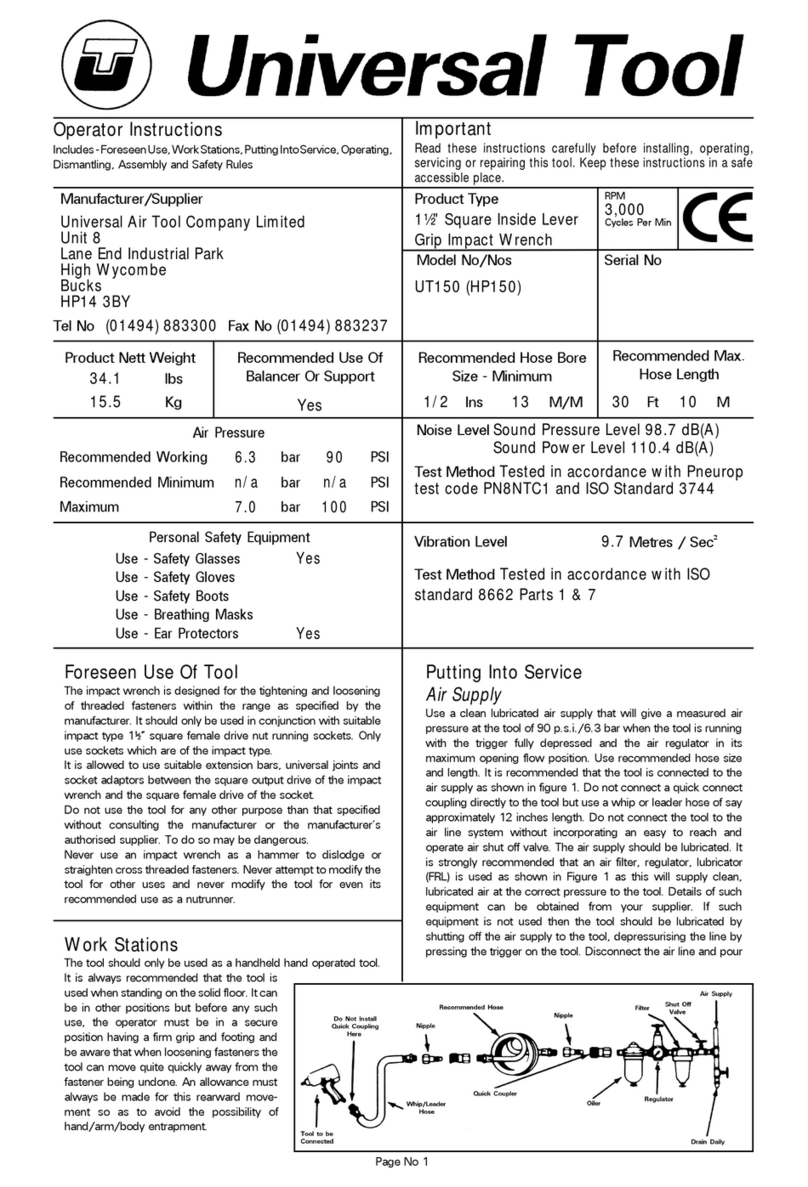 Universal Tool UT150 Specifications