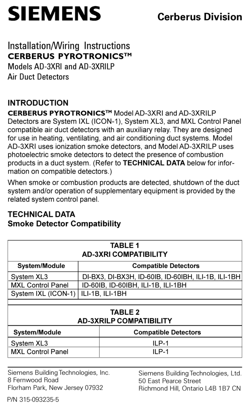 Siemens CEREBRUS PYROTRONICS AD-3XRI User manual Siemens CEREBRUS PYROTRONICS AD-3XRI User manual