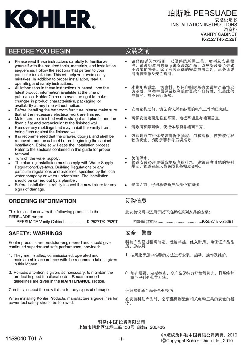 Kohler PERSUADE K-2527T installation instructions